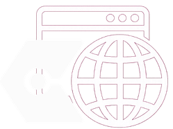 Ícono de navegador web y globo terráqueo de KUAD System que representa negocios activos y presencia digital en internet.